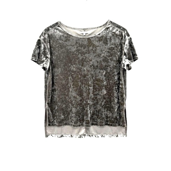 Rebecca Minkoff Women's Tunic Top Velvet Size Medium Gray Short Sleeve Stretch - Picture 1 of 8